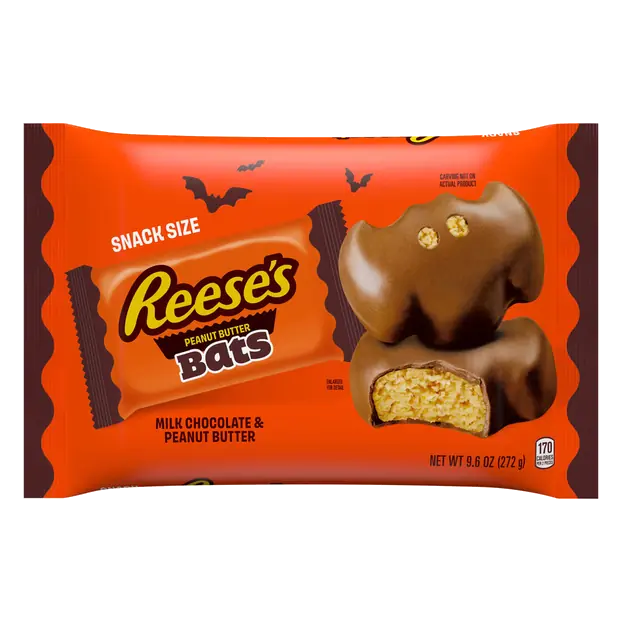 Bats Milk Chocolate Peanut Butter Cups Halloween Candy Snack Size
