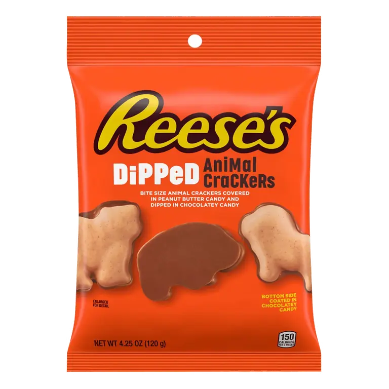 Bite Size Animal Crackers Covered in Peanut Butter Candy and Dipped in Milk Chocolate