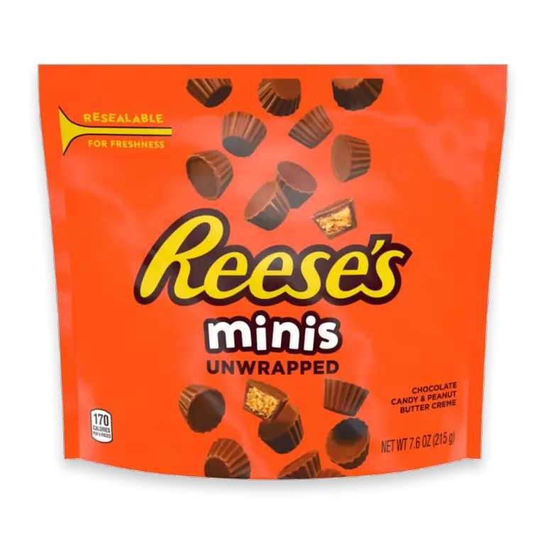 Milk Chocolate and Peanut Butter Cup Unwrapped Minis Pouch Bag