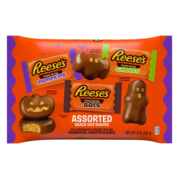 Milk Chocolate Peanut Butter Assortment Halloween Candy Shapes