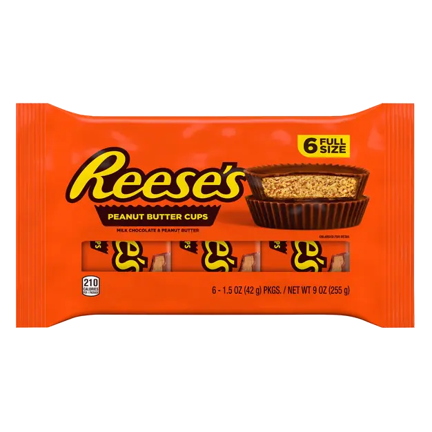 Milk Chocolate Peanut Butter Cups Candy Full Size - 6 ct