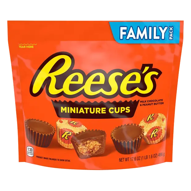 Milk Chocolate Peanut Butter Cups Candy Miniatures Family Pack