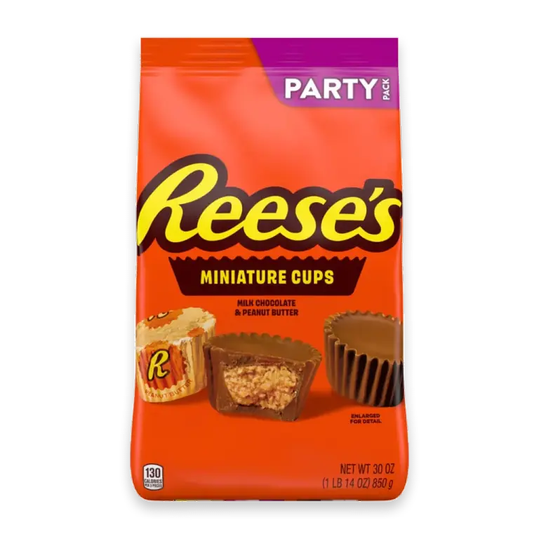 MILK CHOCOLATE & PEANUT BUTTER MINIATURE CUPS PARTY PACK STAND UP BAG (CPCP)