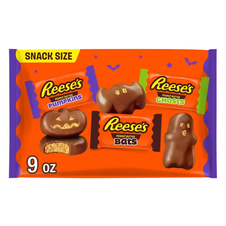 Milk Chocolate & Peanut Butter Pumpkins, Ghosts & Bats Assorted Snack Size Shapes