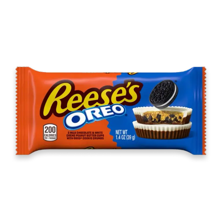 Oreo Milk Chocolate & White Creme Cups Filled with Peanut Butter & Oreo Cookie Pieces Std Bar