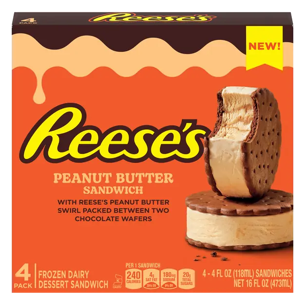 Peanut Butter Frozen Dairy Dessert Sandwiches - 4 ct