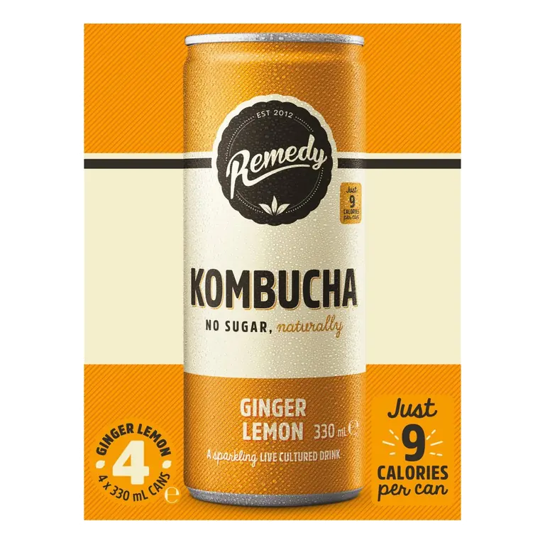 Ginger Lemon Kombucha Cans 4 x 330ml