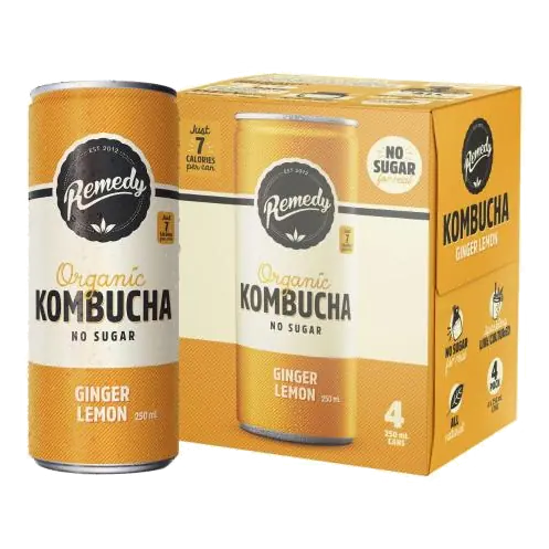 Kombucha Organic Drinks Lemon Ginger 4x250ml