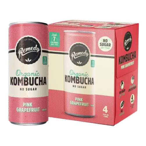 Kombucha Organic Drinks Pink Grapefruit 4x250ml