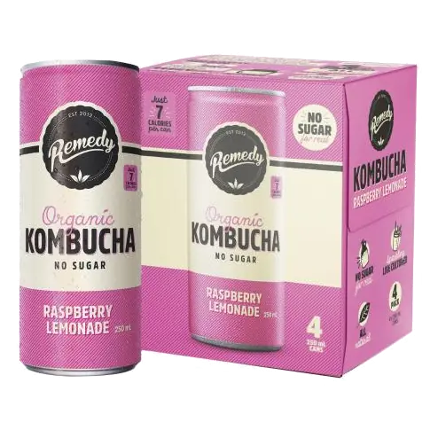 Kombucha Organic Drinks Raspberry Lemonade 4x250ml