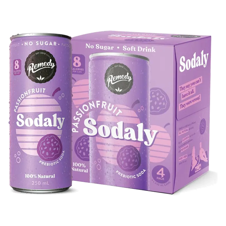 Passionfruit Sodaly Prebiotic Soda No Sugar Cans