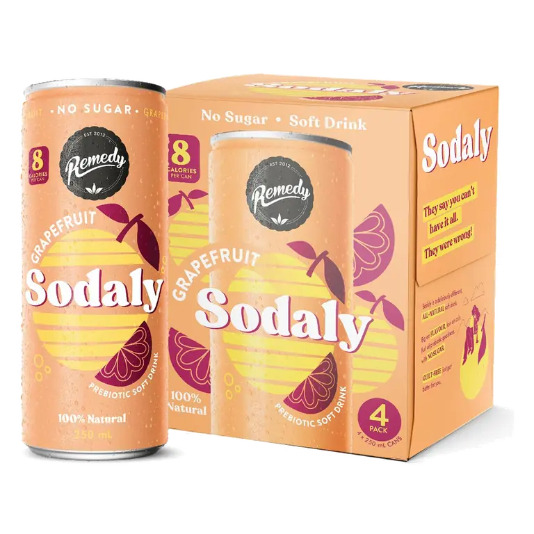Sodaly Grapefruit Prebiotic Soft Drink Cans