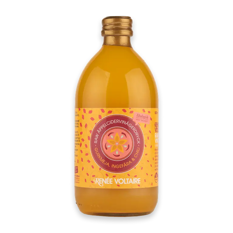 Raw Äppelcidervinägerdryck Gurkmeja Ingefära & Chili