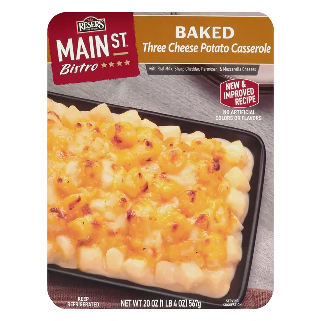 Baked Three Cheese Potato Casserole with Real Milk, Sharp Cheddar, Parmesan, & Mozzarella Cheeses