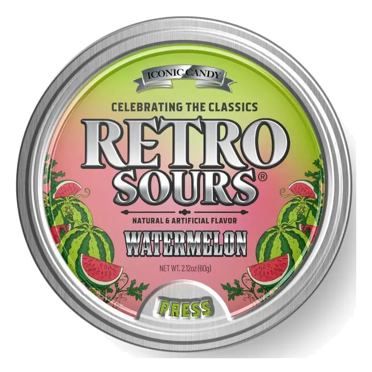 Retro Sours Watermelon Candy Tin, 2.12oz