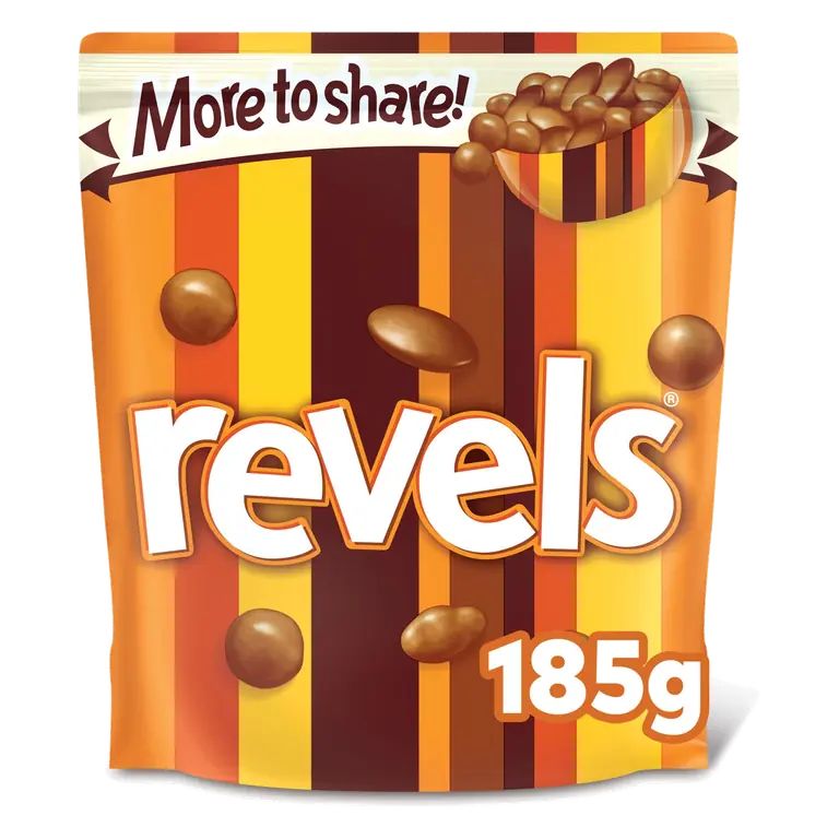 Revels Milk Chocolate with Raisins, Coffee or Orange Bites Sharing Pouch Bag 185g