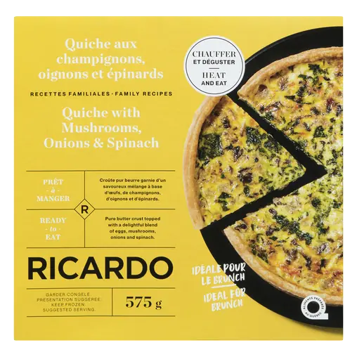Frozen Quiche With Mushrooms Onions & Spinach 575 g