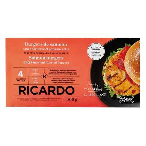 Frozen Salmon Burgers BBQ And Roasted Pepper 568 g