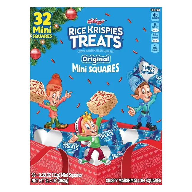 Mini Marshmallow Cereal Bars, Original with Holiday Sprinkles