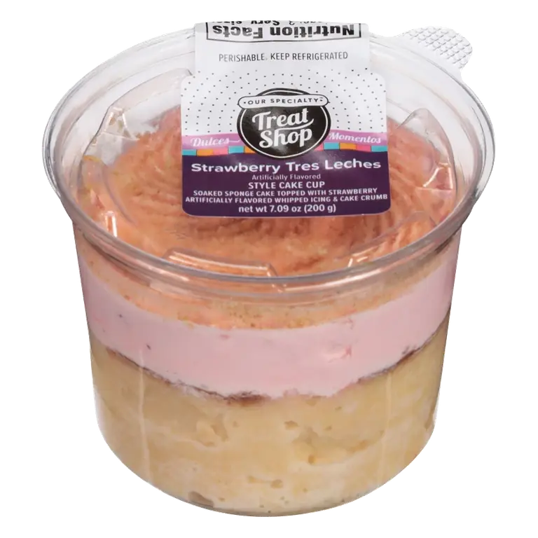 Rich's Strawberry Tres Leches Style Cake Cup, 7.09oz: Mini Size, Crumb Topping, Whipped Frosting