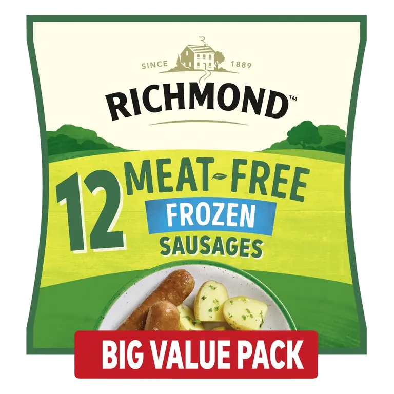 12 Frozen Meat Free Vegan Sausages 456g