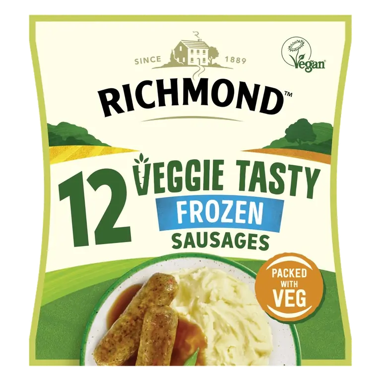 12 Frozen Veggie Tasty Vegetarian Sausages 456g