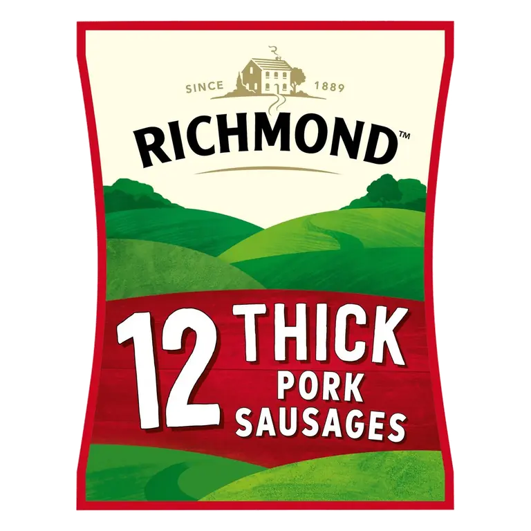 12 Thick Pork Sausages 615g