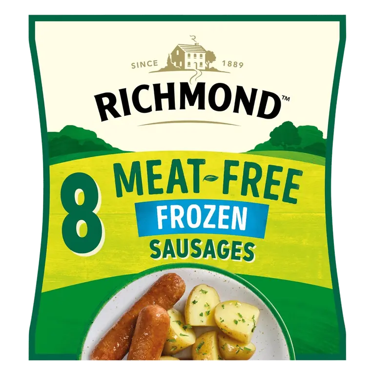 8 Frozen Meat Free Vegan Sausages 304g