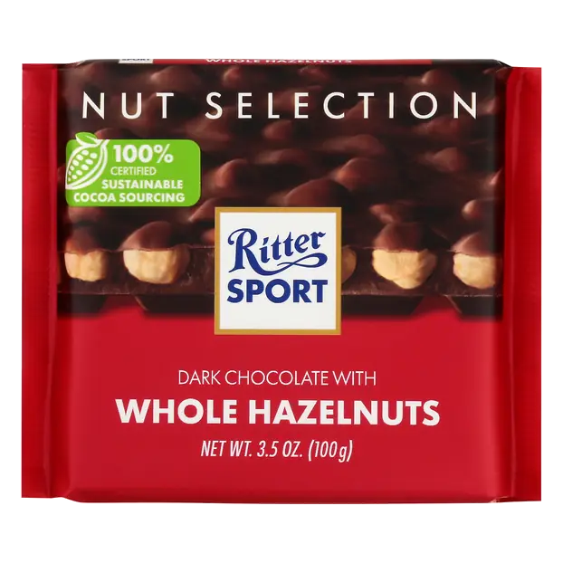 Dark Chocolate Candy Bar with Whole Hazelnuts