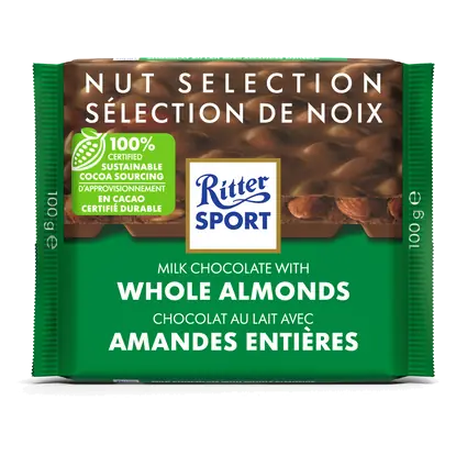 Milk Chocolate Bar With Whole Almonds 100 g