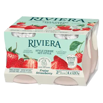 Less Sugar 3.2% Yogurt Strawberry Set-Style 4 x 120 g
