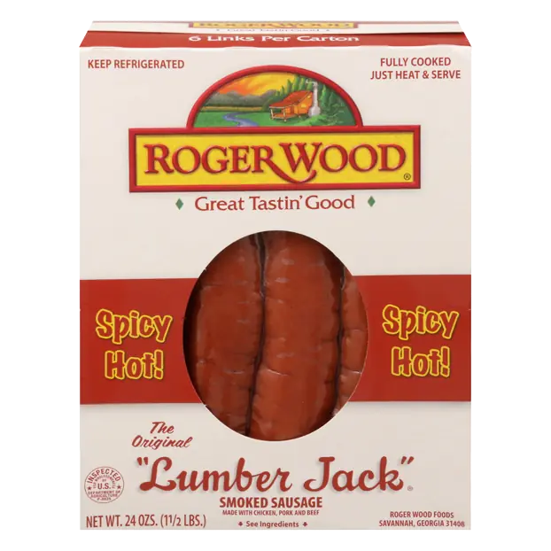Lumber Jack Spicy Hot Smoked Sausage - 6 ct