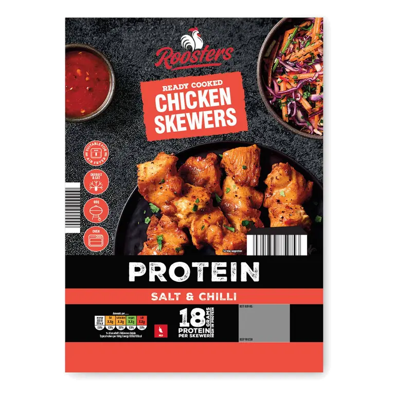 Protein Salt & Chilli Ready Cooked Chicken Skewers