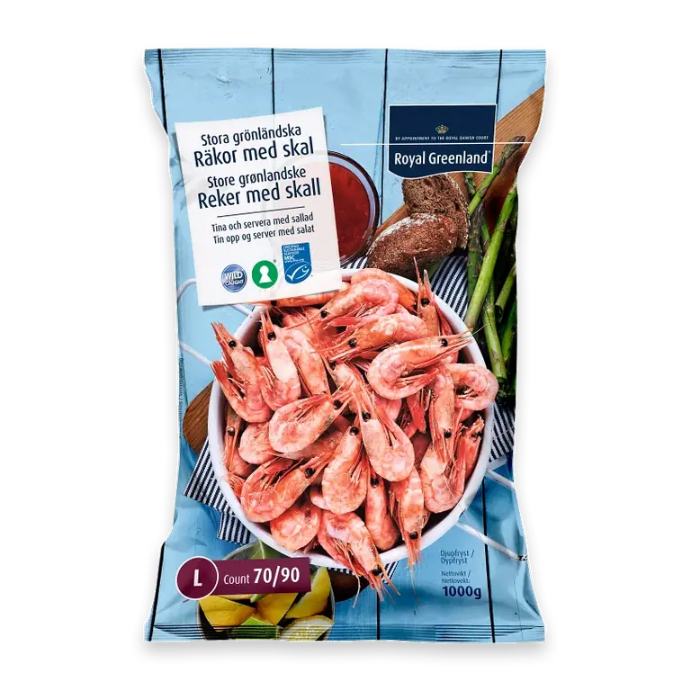 Räkor med skal 70/90 Fryst 1kg