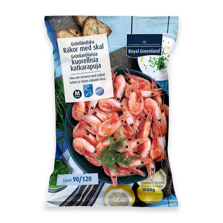 Räkor med skal 90/120 Fryst 1kg