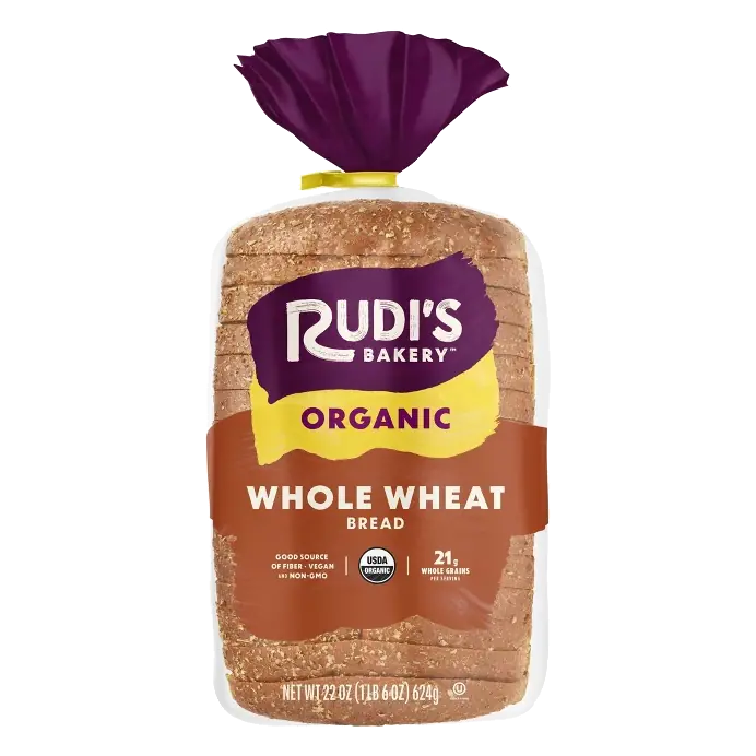 Rudi's Organic 100% Whole Wheat Bread, 22oz: Dairy-Free, Soy-Free, No High Fructose Corn Syrup