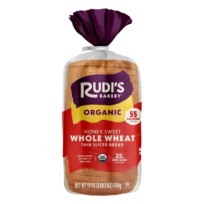 Rudi's Organic Thin Sliced Honey Sweet Whole Wheat Bread, 18oz
