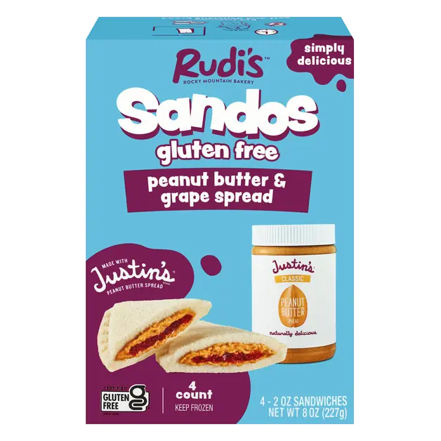 Sandos Gluten Free Peanut Butter & Grape Spread Sandwiches - 4 ct