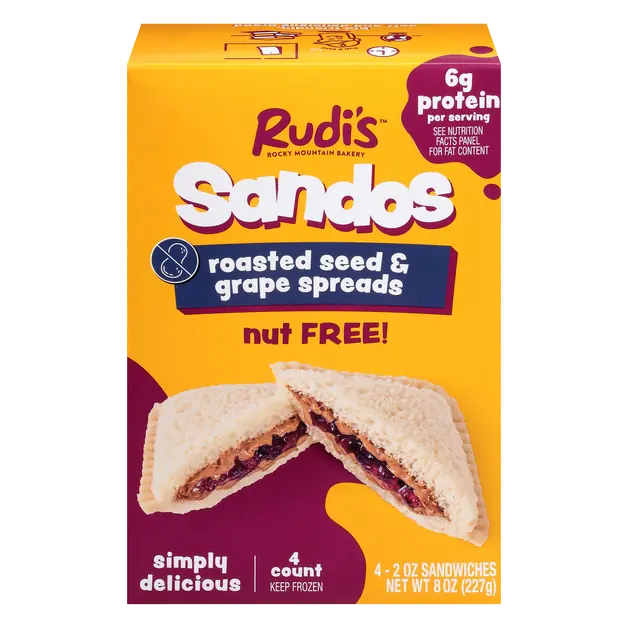 Sandos Nut Free Seed & Grape Spread Sandwiches - 4 ct Frozen