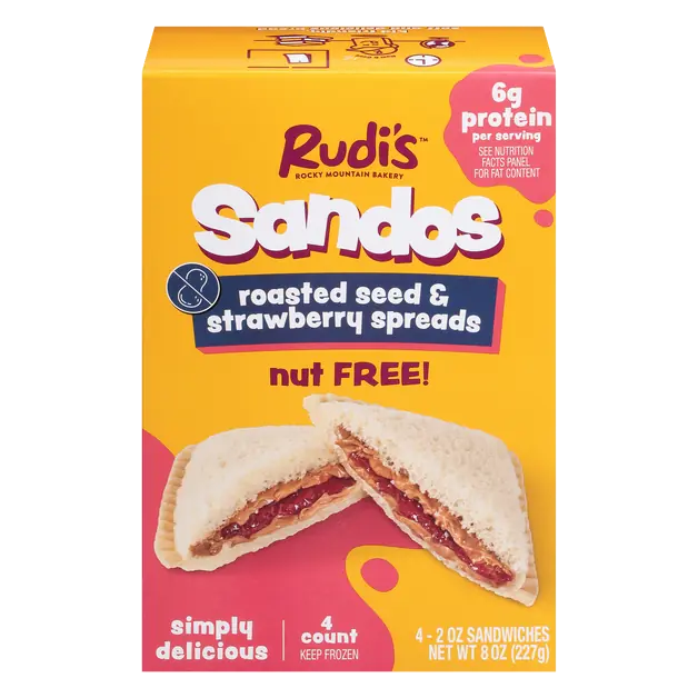 Sandos Nut Free Seed & Strawberry Spreads Sandwiches - 4 ct Frozen