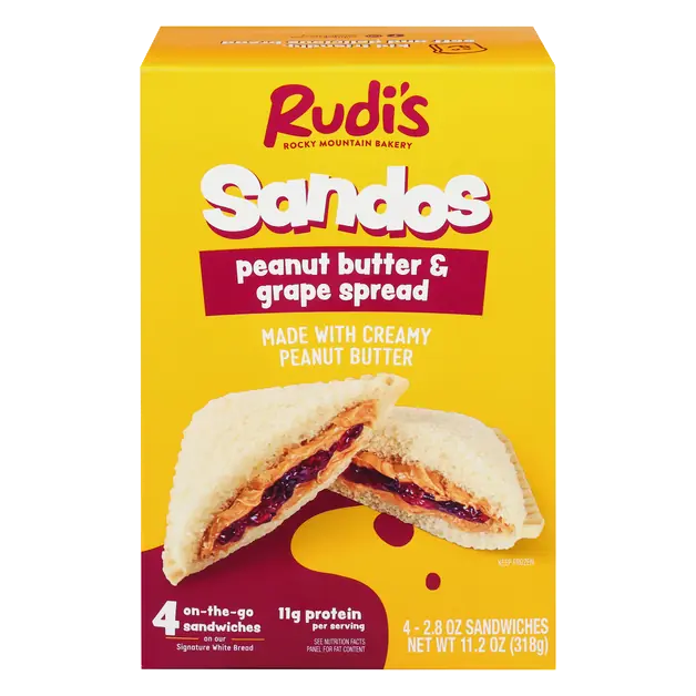 Sandos Peanut Butter & Grape Spread Sandwiches - 4 ct Frozen