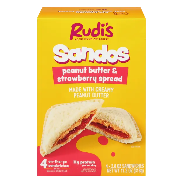 Sandos Peanut Butter & Strawberry Spread Sandwiches - 4 ct Frozen