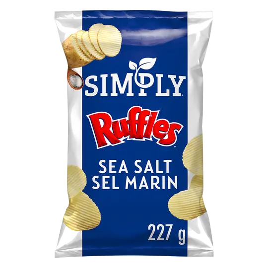 Simply Potato Chips Ruffles Sea Salt 227 g