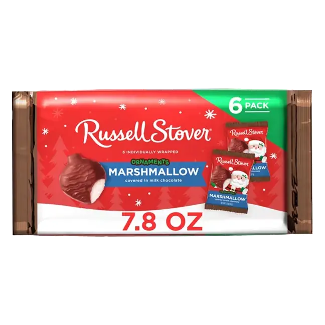 Christmas Milk Chocolate Marshmallow Ornament 6 Pack