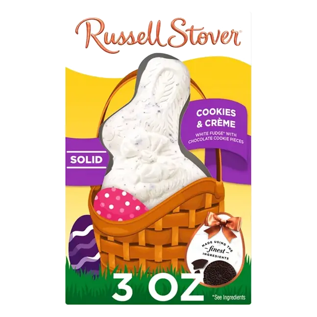 Easter Cookies & Creme in White Fudge Candy Rabbit