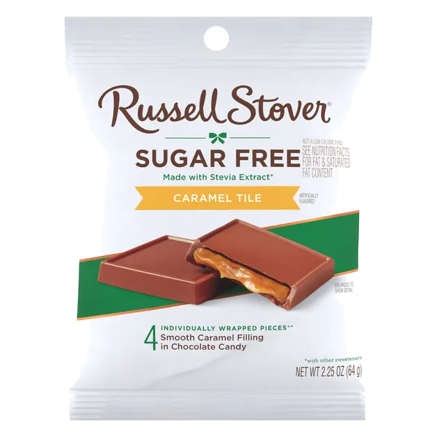 Sugar Free Caramel Chocolate Candy Tiles