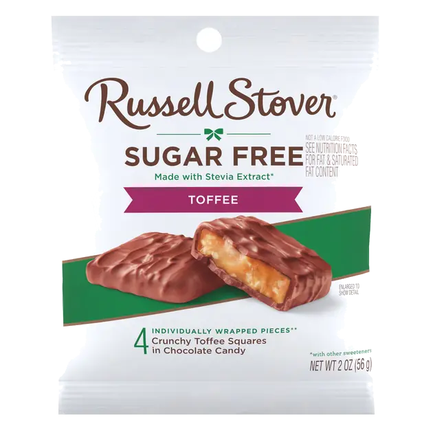 Sugar Free Toffee Squares in Chocolate Candy