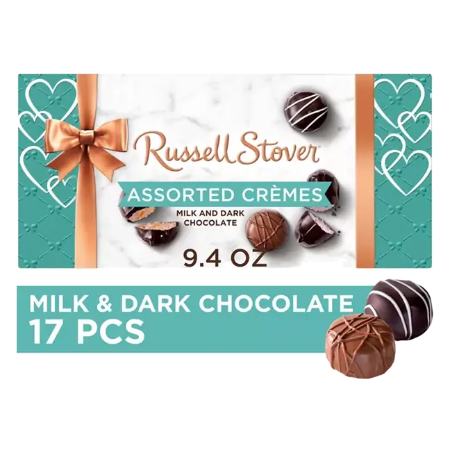 Valentine's Day Heart Assorted Crèmes in Milk & Dark Chocolate Candy Gift Box