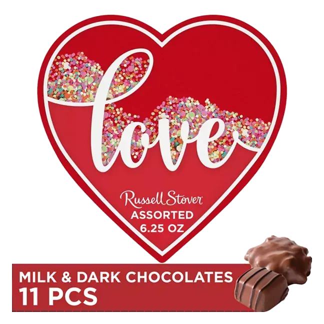 Valentine's Day Love Confetti Heart Assorted Milk & Dark Chocolate Candy Gift Box
