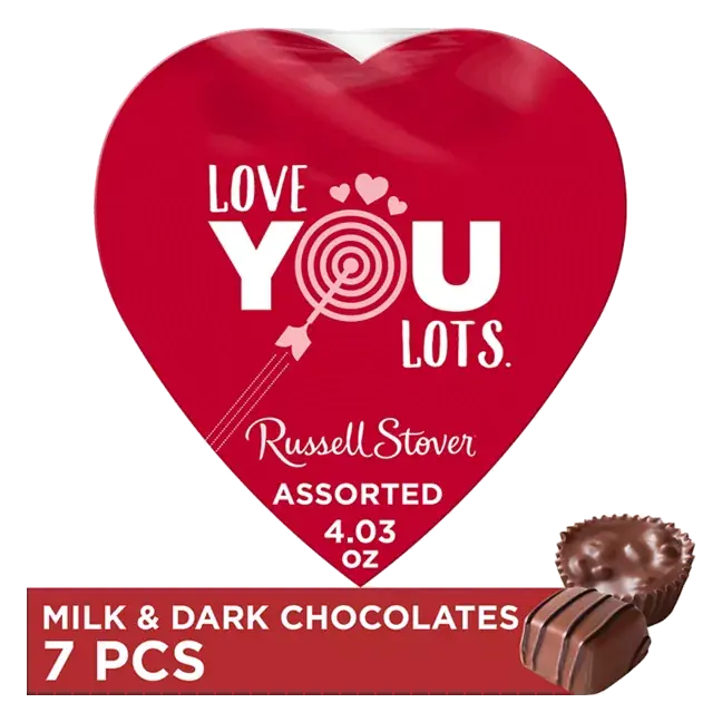 Valentine's Day Love You Lots Heart Assorted Milk & Dark Chocolate Candy Gift Box